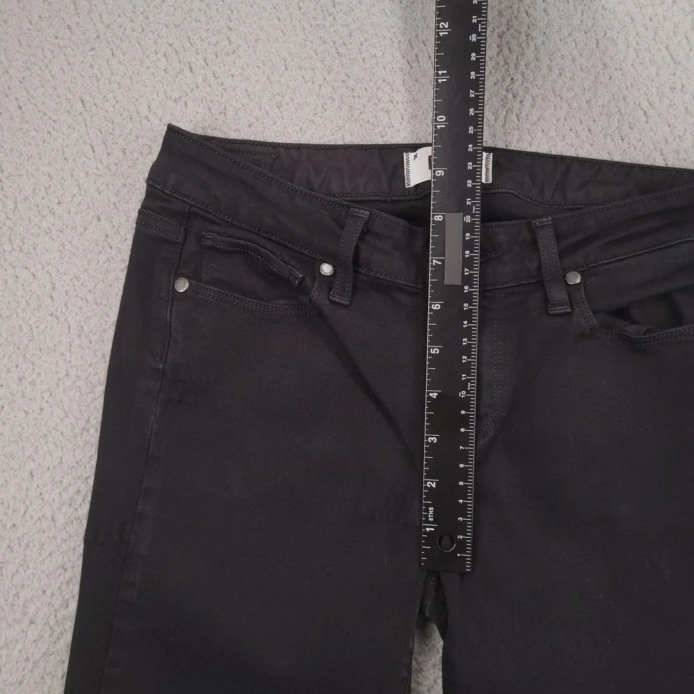 PAIGE Jeans Size 27 Skyline Straight Low Rise Black Stretch Denim 27x33